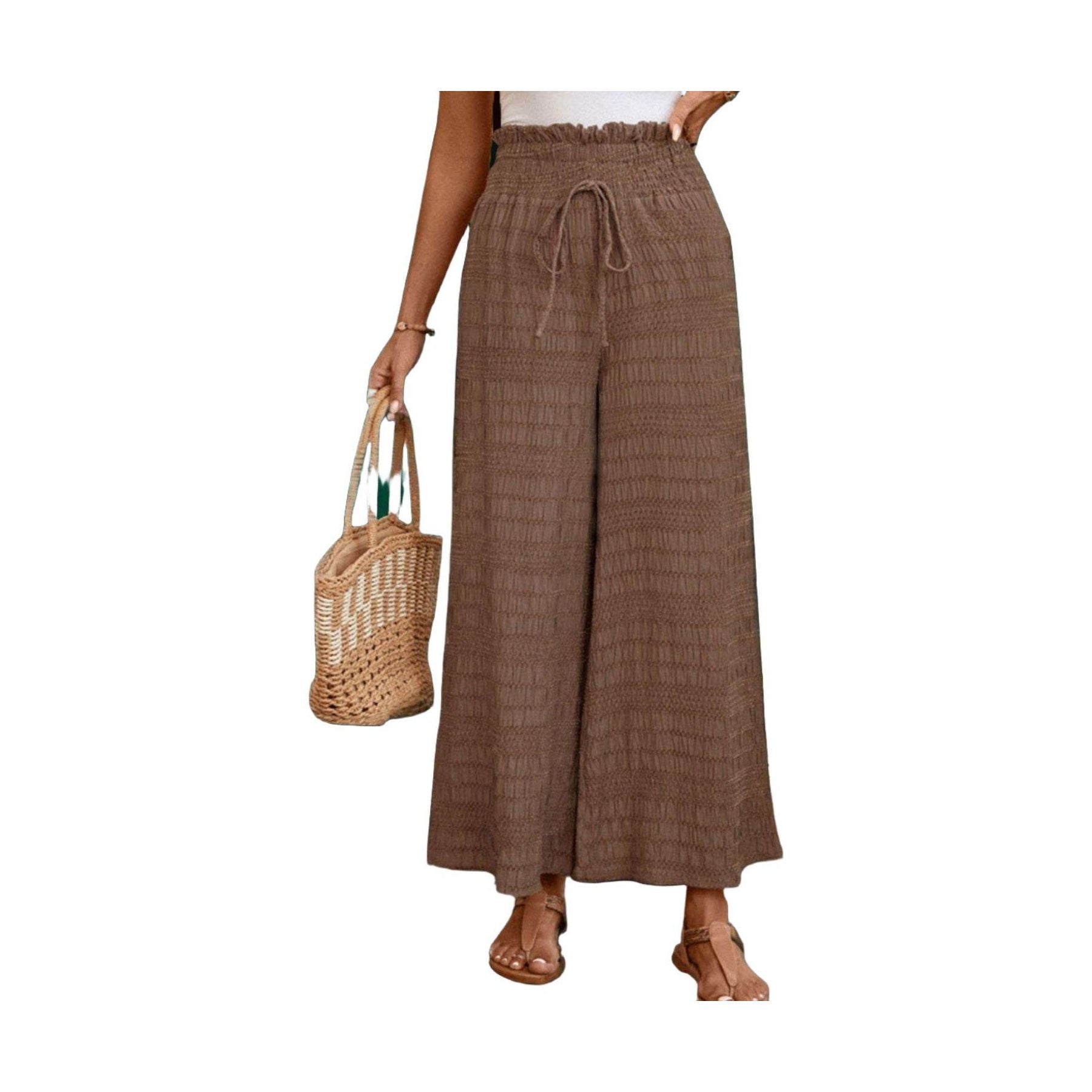 Tied Wide Leg Pants - VacationGrabs