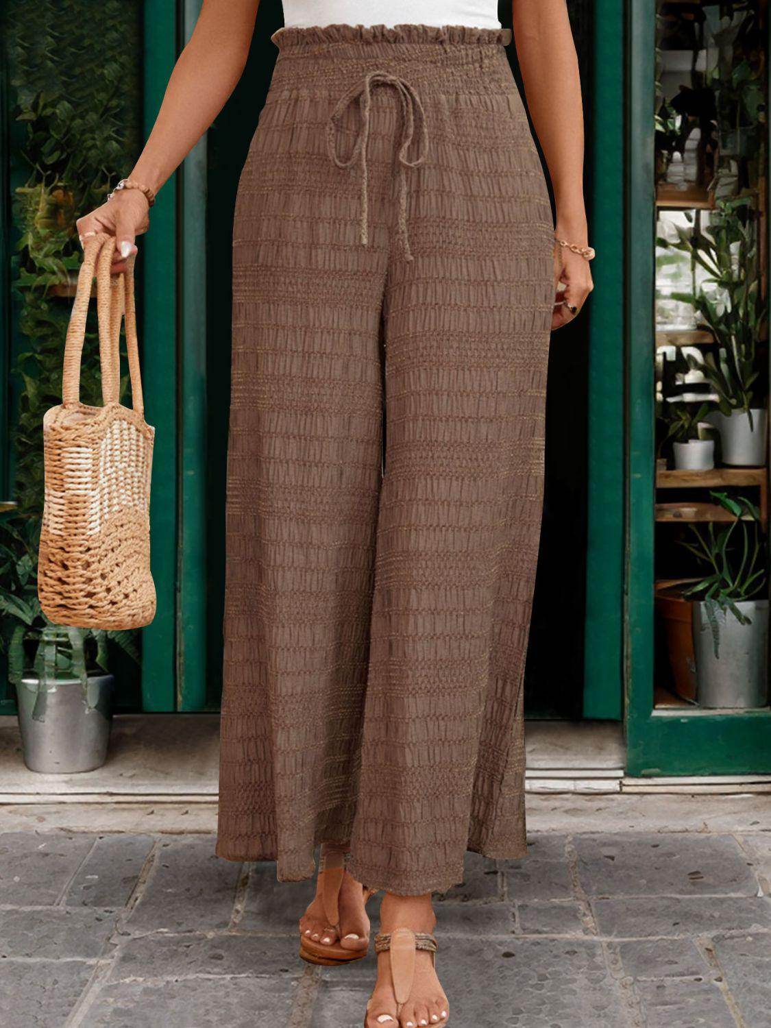 Tied Wide Leg Pants - VacationGrabs