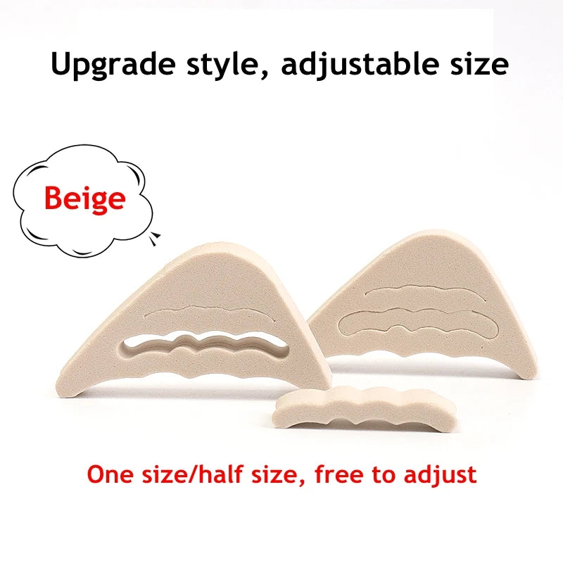 Beige toe plug soft half insoles for adjustable comfort in footwear