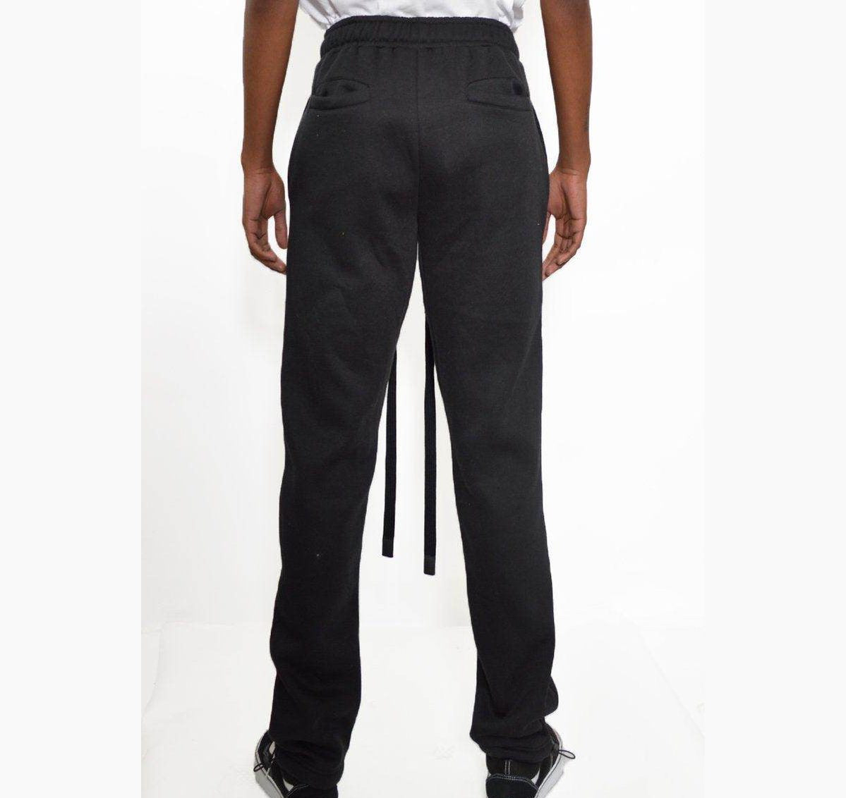 Men's black toggle sweats for men with a comfortable elastic waistband and stylish back pockets