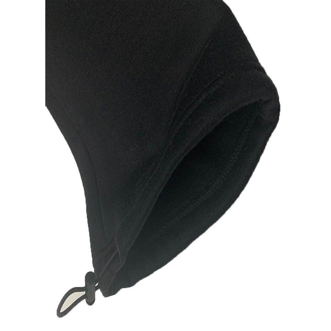Close-up of black VacationGrabs toggle sweats for men with adjustable hem for a customizable fit
