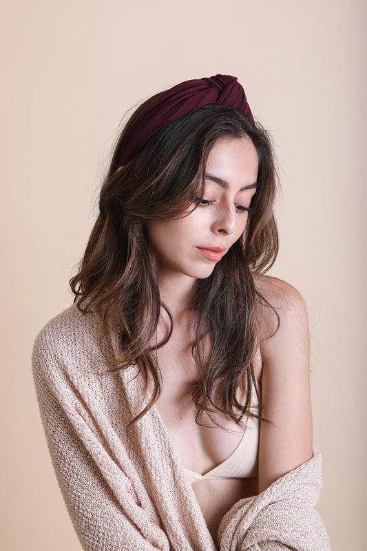 Leto Accessories topknot headband for women in maroon, perfect for stylish hairdos and everyday elegance