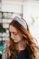 Leto Accessories topknot headband for women in soft grey fabric, perfect for stylish hair updos