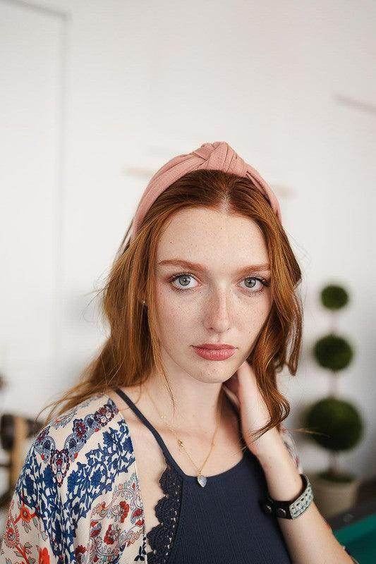 Leto Accessories topknot headband for women in soft pink, perfect for stylish hairdos and everyday wear