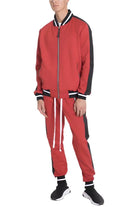 Men's 2PC Track Set in Red with Black Accents, Perfect 2 piece tracksuit for men for Casual Wear