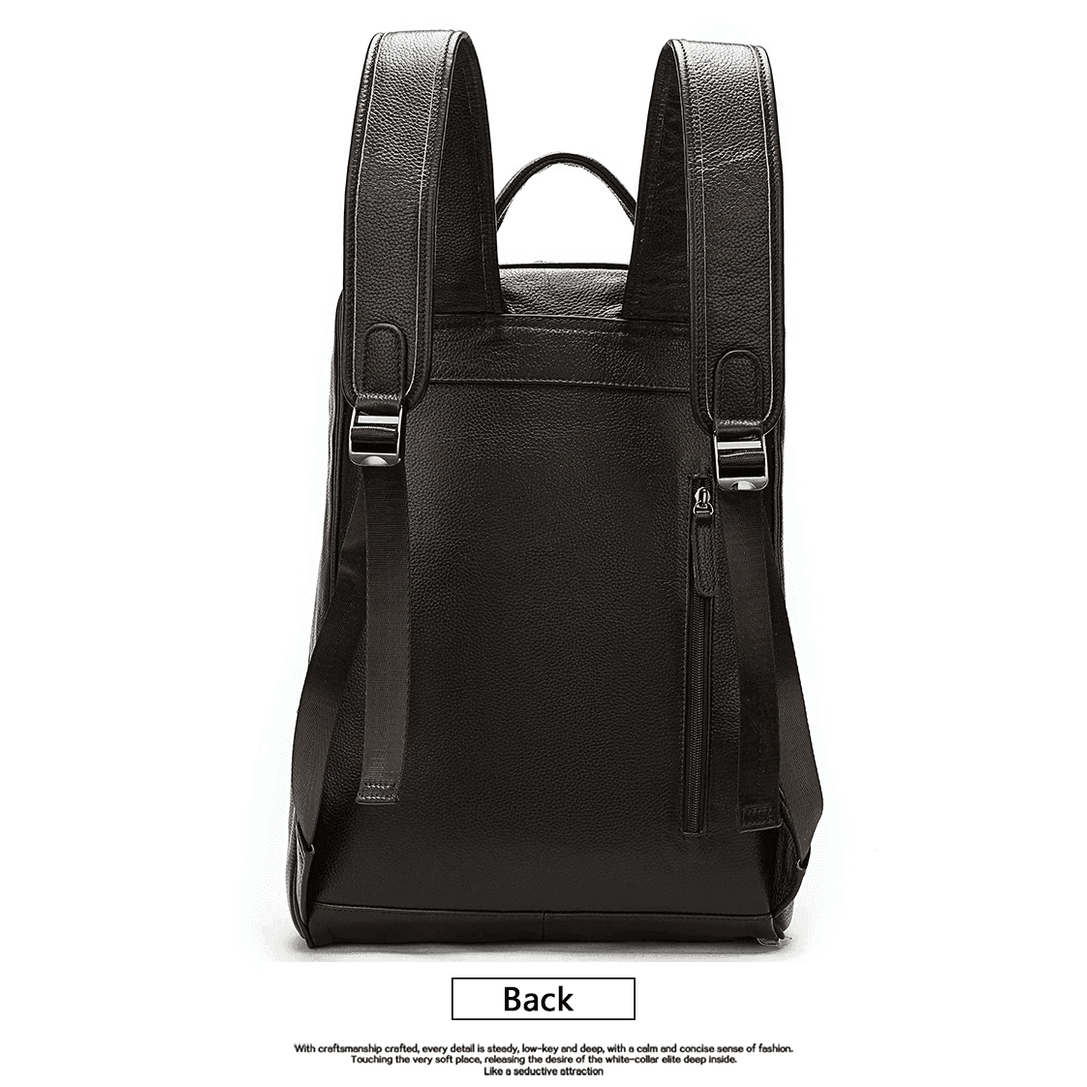 Stylish black travel backpack for men and women with adjustable straps and a sleek design