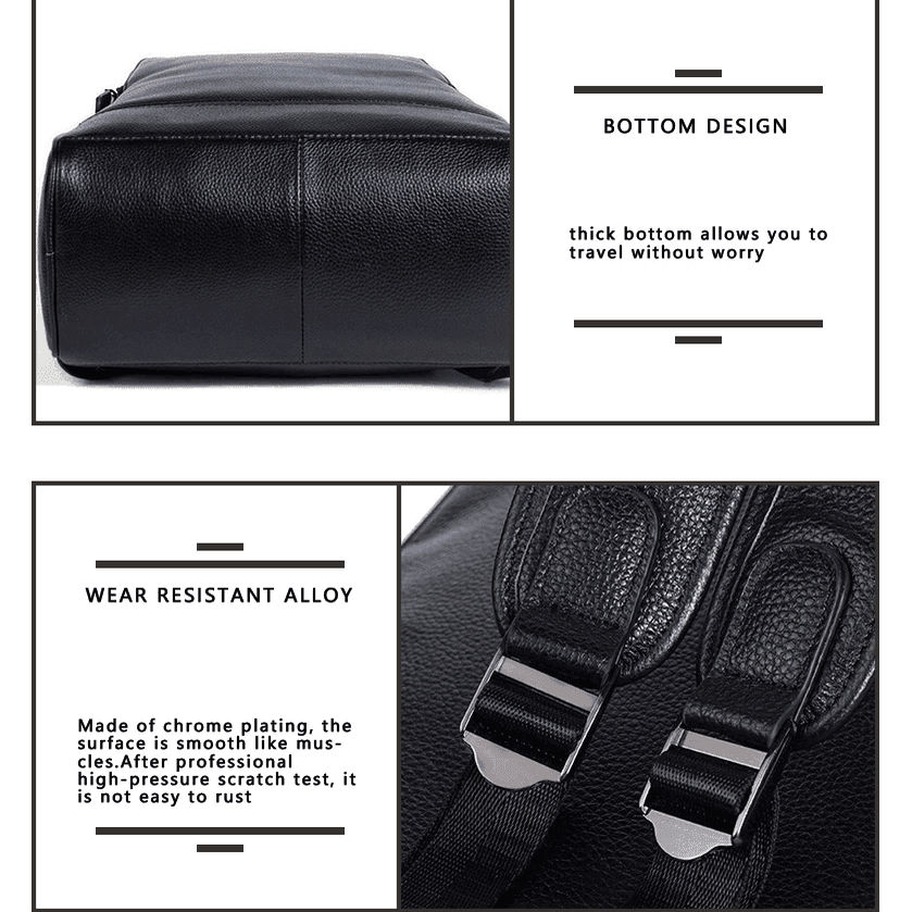 Sleek VacationGrabs travel backpack for men and women with wear-resistant alloy and thick bottom design.
