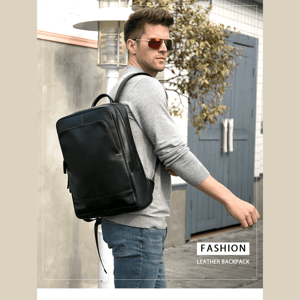 Stylish leather travel backpack for men and women, perfect for daily use or travel adventures