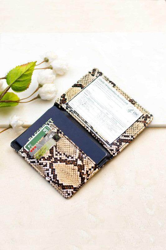 Aili's Corner travel credit card holder in snake print design with multiple card slots for easy organization