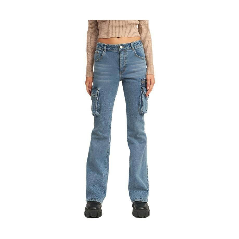 Emory Park trendy denim pants for women with cargo pockets and a relaxed fit