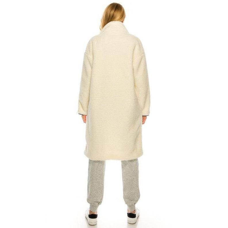 Andante USA trendy ivory outerwear with a stylish long design, perfect for layering in cooler weather