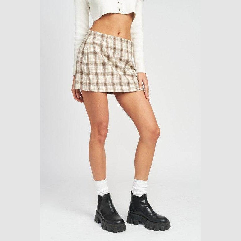 Emory Park trendy mini skirt vacation in plaid pattern, perfect for stylish summer outings