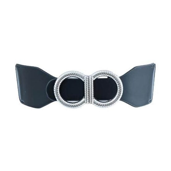 Bella Chic trendy vacation belt in black with decorative silver buckle for stylish summer outfits