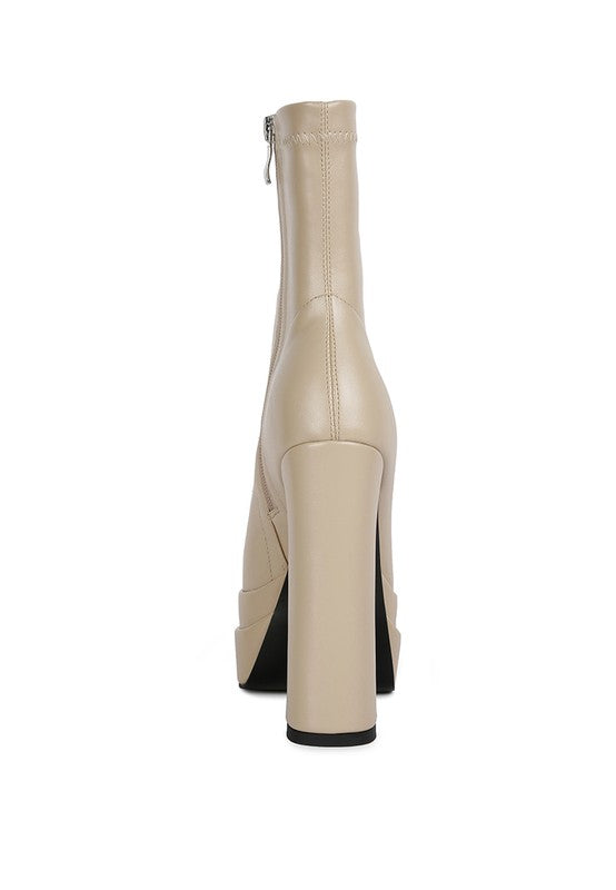 Rag Company Women's Ankle Boots in Beige, stylish trendy vacation boots for women with block heels