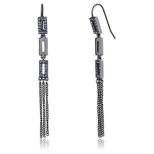 Stylish chain drop earrings with purple accents, perfect trendy vacation jewelry for women.