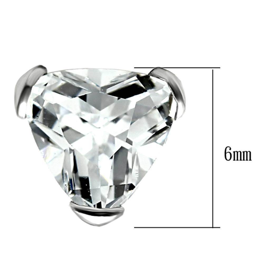 Triangle stud earrings for women featuring a clear crystal design and 6mm size for a stylish look