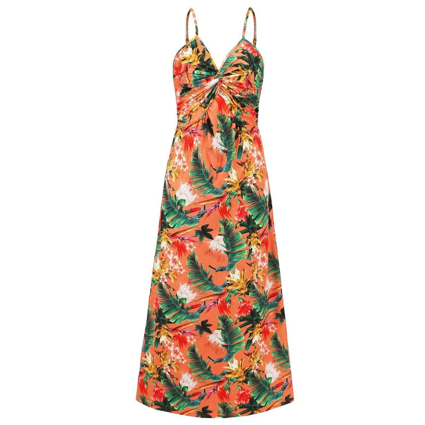 Twisted Printed V-Neck Cami Dress - VacationGrabs