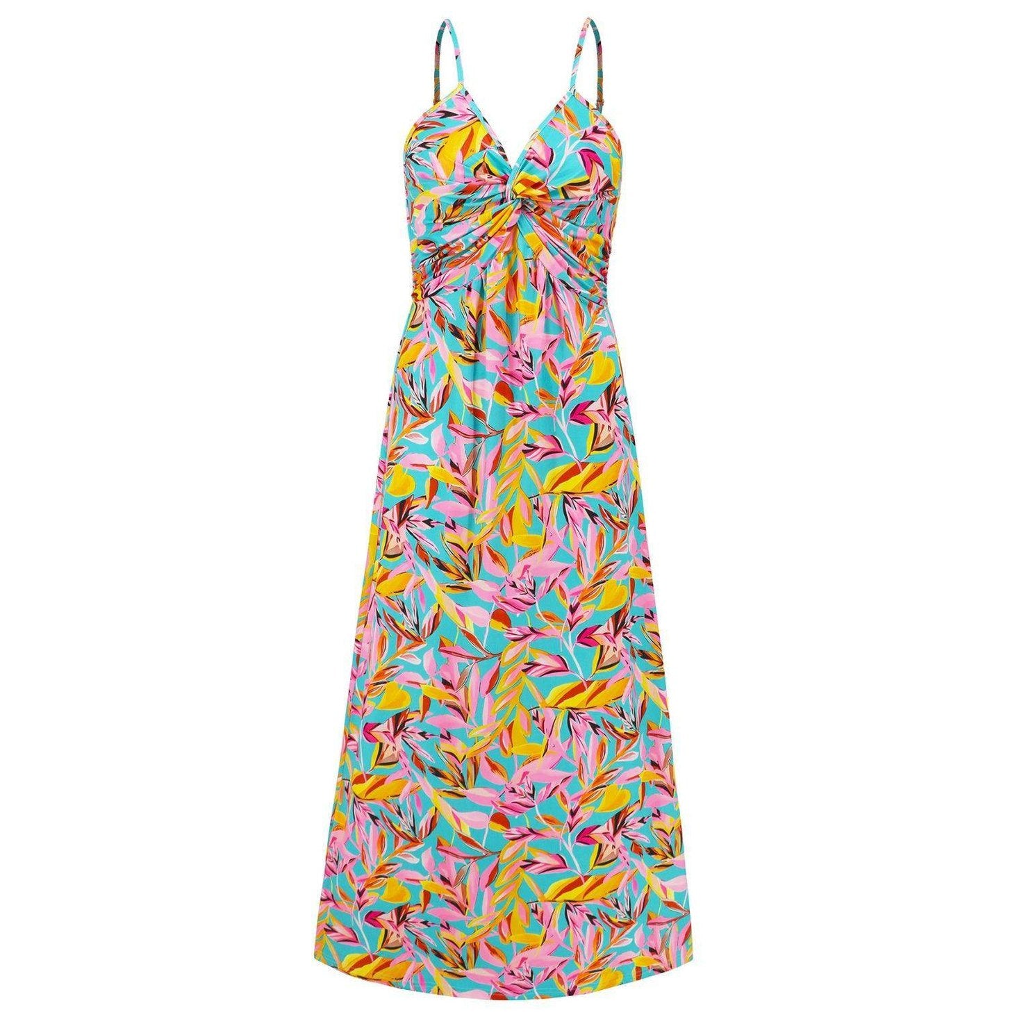 Twisted Printed V-Neck Cami Dress - VacationGrabs