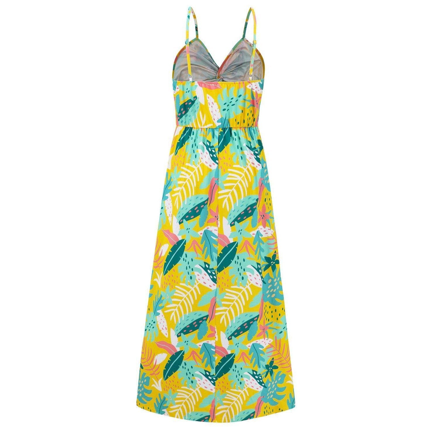 Twisted Printed V-Neck Cami Dress - VacationGrabs