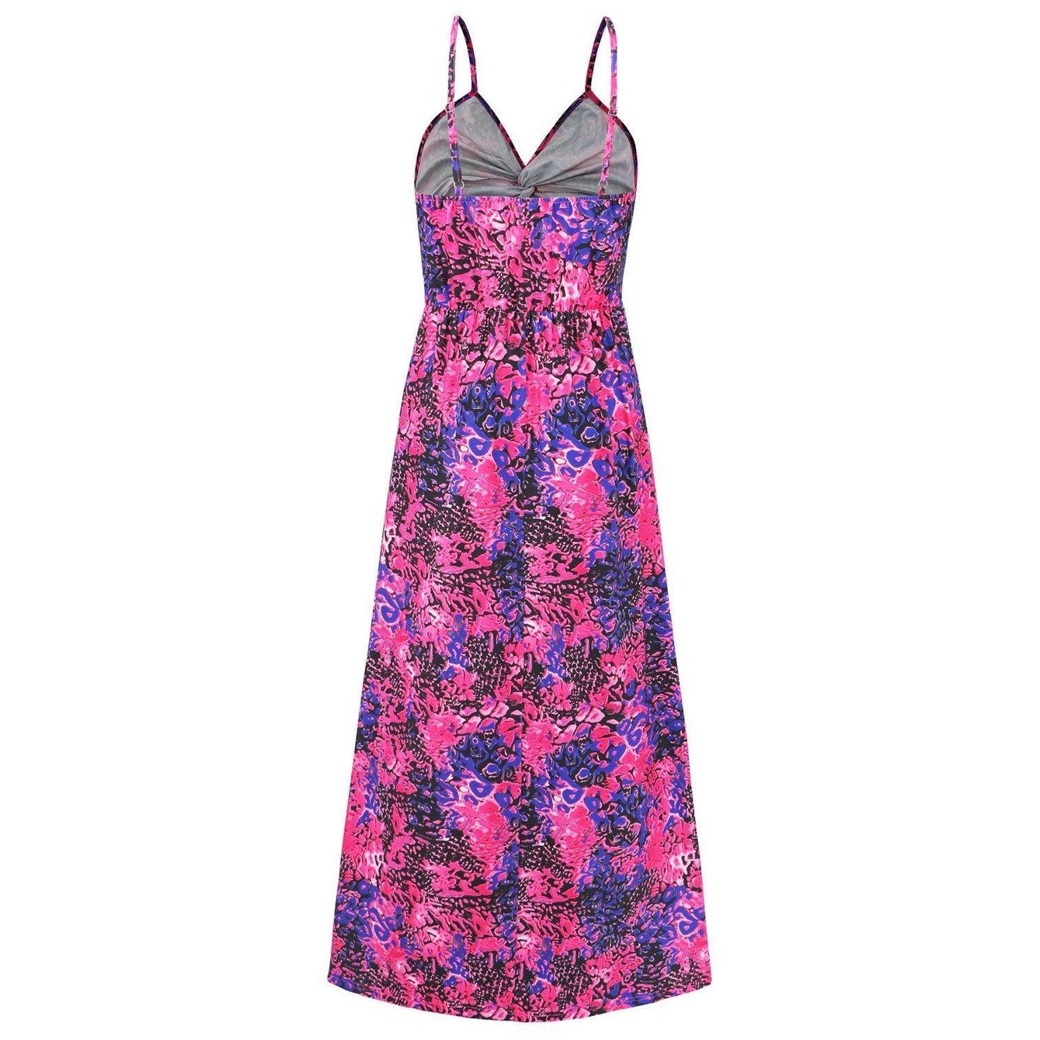 Twisted Printed V-Neck Cami Dress - VacationGrabs