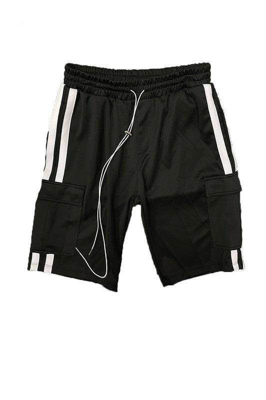 Two Stripe Cargo Pouch Shorts - VacationGrabs