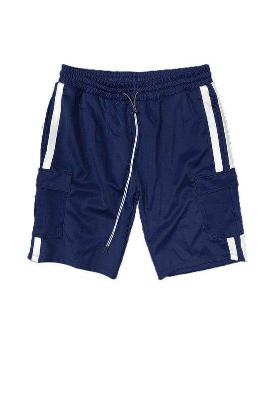 Two Stripe Cargo Pouch Shorts - VacationGrabs