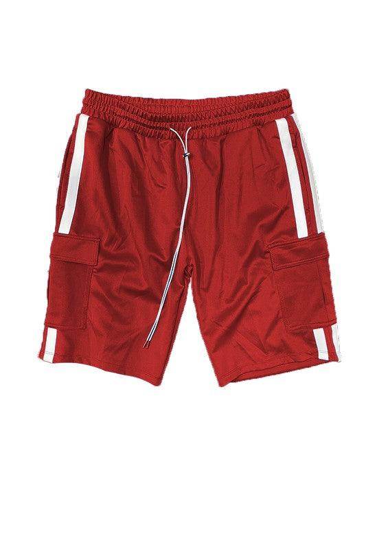 Two Stripe Cargo Pouch Shorts - VacationGrabs