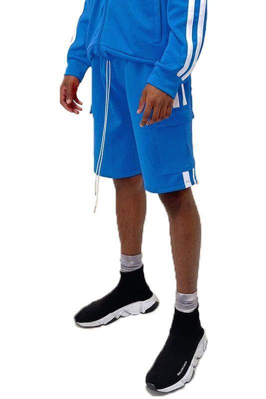 Two Stripe Cargo Pouch Shorts - VacationGrabs