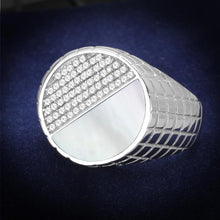 Unique sterling silver mens ring with a shiny surface and diamond accents, ideal for special occasions