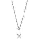 Unisex silver pendant necklace featuring a sleek design with a sparkling link charm