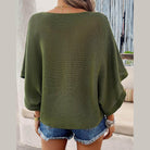 V-Neck Batwing Sleeve Knit Top - VacationGrabs