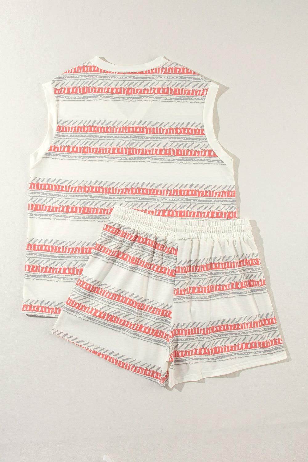 V-Neck Sleeveless Top and Drawstring Shorts Set - VacationGrabs