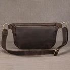 Vacation anti-theft bag in dark brown leather with adjustable strap and secure zipper compartment