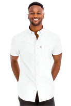 WEIV Men's Short Sleeve White Shirt, perfect vacation attire for men.