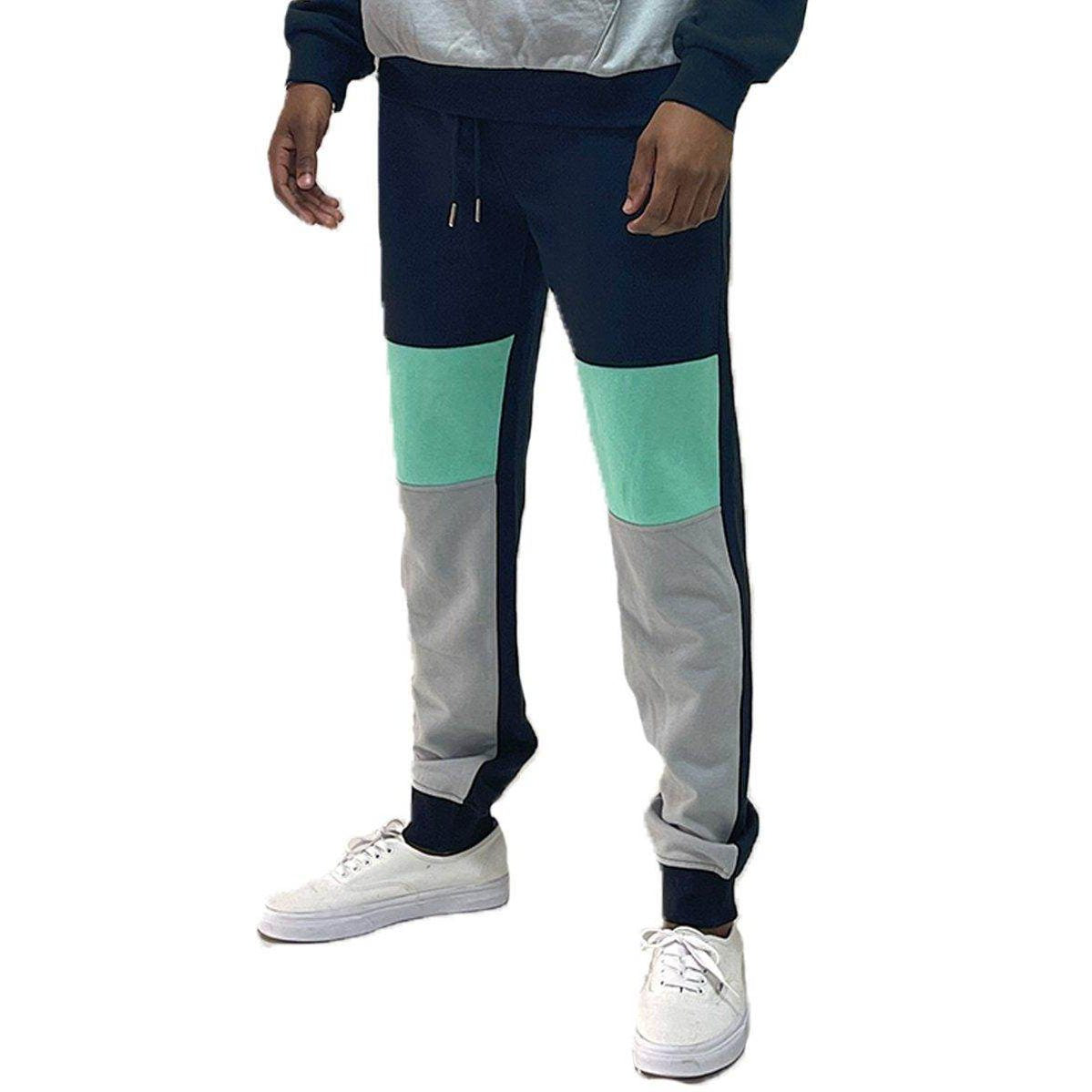 WEIV Men's Joggers in Navy and Mint, ideal vacation casual wear men for comfort and style