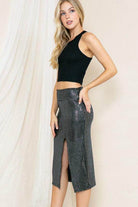 Women's Vacation Fashion Skirt by Orange Farm Clothing with a side slit for a stylish look