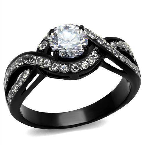 Stunning black women's ring with a sparkling center stone, perfect as vacation jewelry for men and women