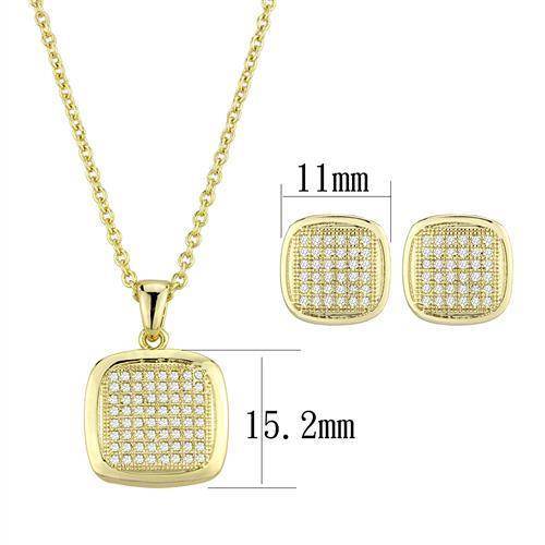 Gold Women's Jewelry Set featuring a pendant necklace and earrings, perfect vacation jewelry for women
