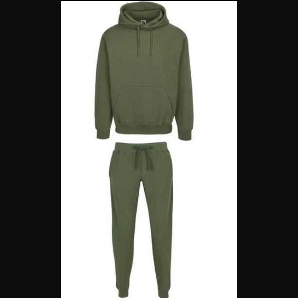 Generation XYZ men's outfit set in olive green featuring a hoodie and jogger pants vacation loungewear for men and women