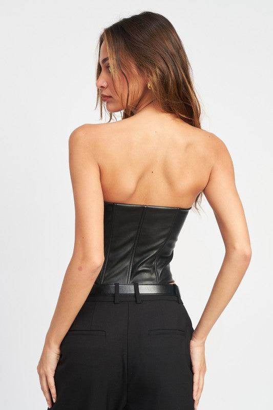 Emory Park Women's Black Vacation Outfit Bustier with Structured Design and Back Closure