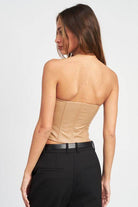 Emory Park Women's Tan Vacation Outfit Bustier with Form-Fitting Design and Strapless Style