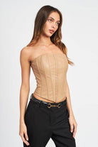 Emory Park Women's Tan Vacation Outfit Bustier with Structured Fit and Strapless Design