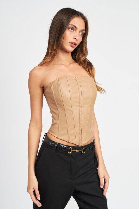 Emory Park Women's Tan Vacation Outfit Bustier with Structured Fit and Strapless Design