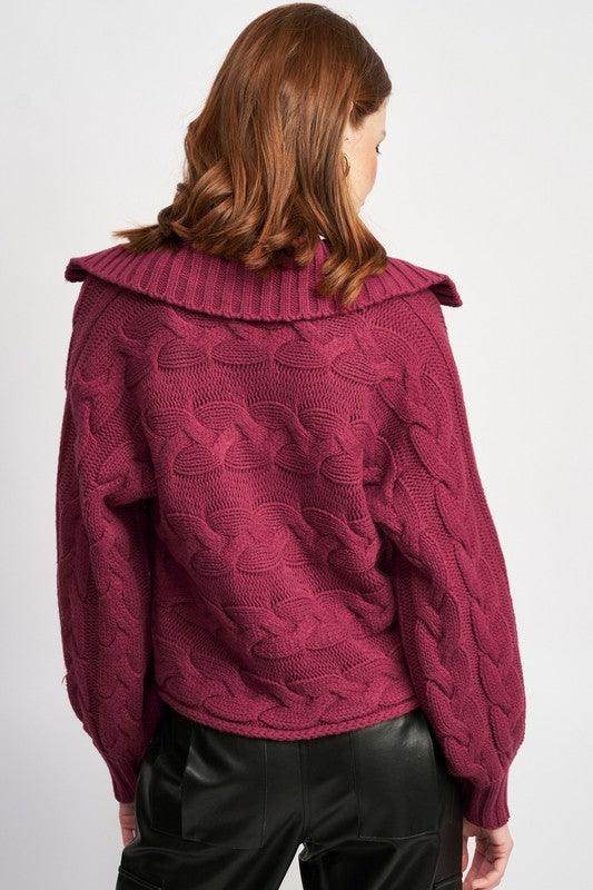 Emory Park Women's Cable Knit Sweater in Burgundy for vacation outfit ideas