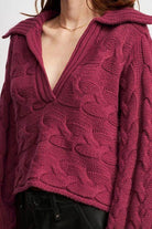 Emory Park Women's Maroon Cable Knit Sweater for stylish vacation outfit ideas