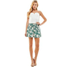 TCEC women's vacation print shorts featuring a tropical leaf design ideal for summer outings