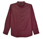 WEIV Men's Button Down Vacation Shirts in Burgundy with Long Sleeves and Classic Fit