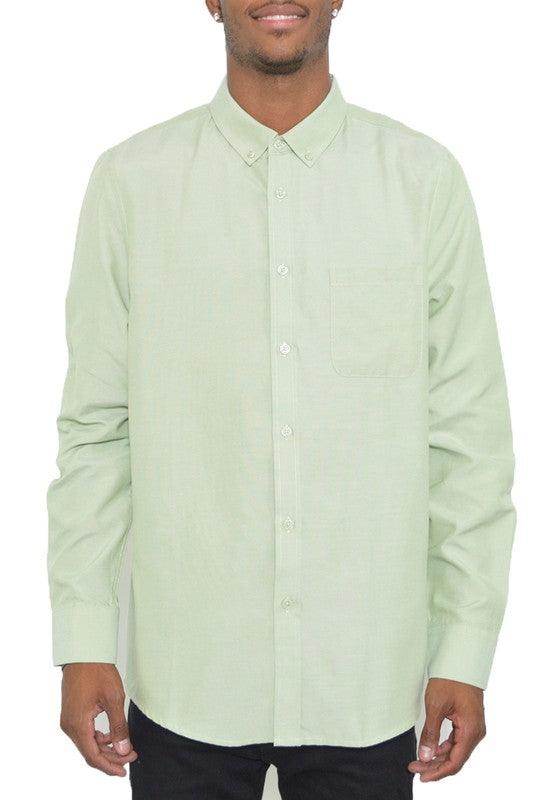 WEIV Men's Button Down Vacation Shirts in Light Green with Classic Fit and Front Pocket