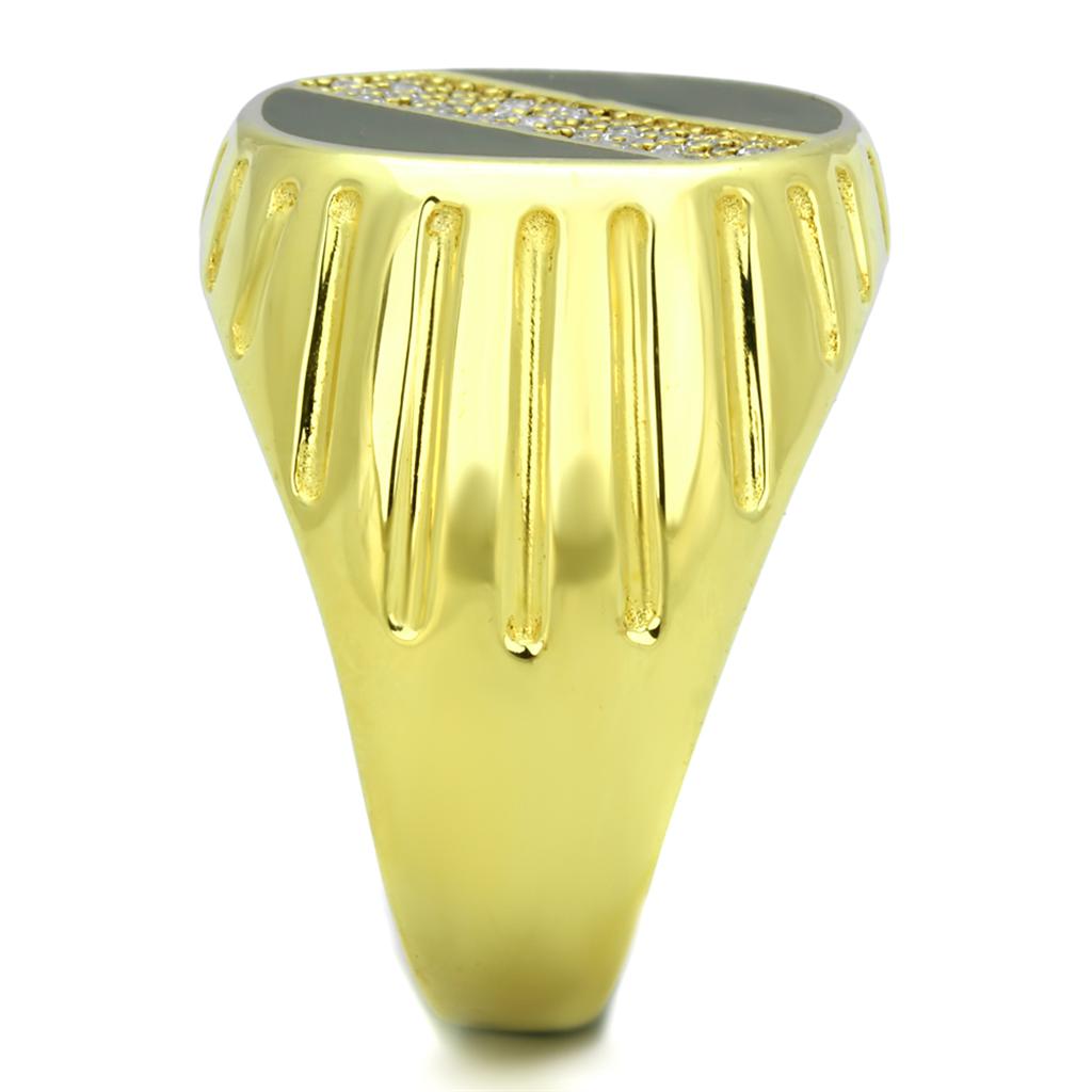 Gold Men's Ring with Textured Design, perfect for vacation style 925 sterling silver jewelry for men.