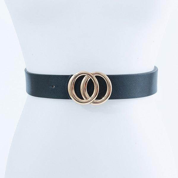 Bella Chic women's belt with gold double ring buckle, perfect for vacation style accessories